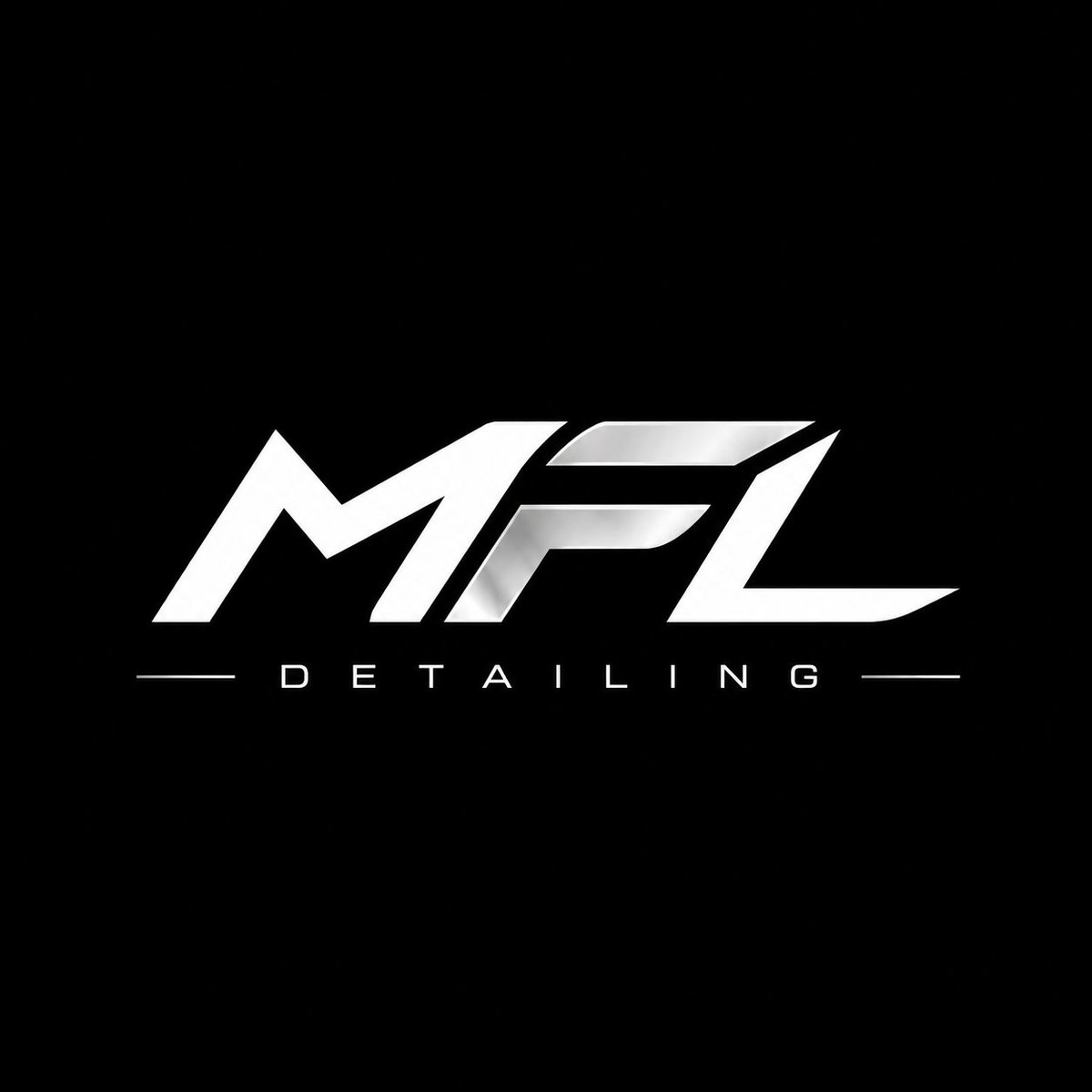 MFL Detailing logo — stylized white and gray letters on black background